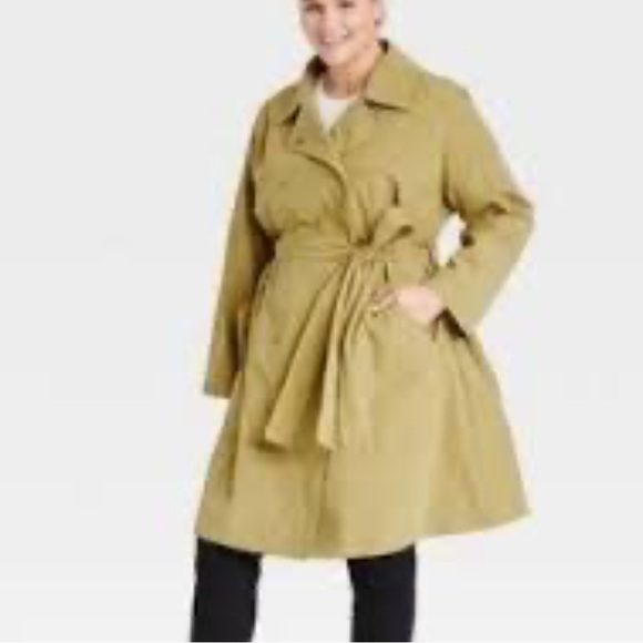 Ava & Viv Women’s Olive Green Utility Trench Coat Size 2X NWT - Picture 1 of 10